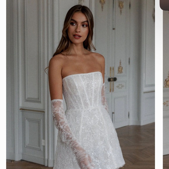 Rosie Etienne Eva White Strapless Lace Dress